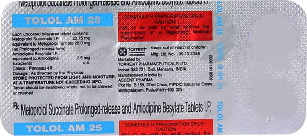 Tolol Am 25mg Strip Of 10 Tablets