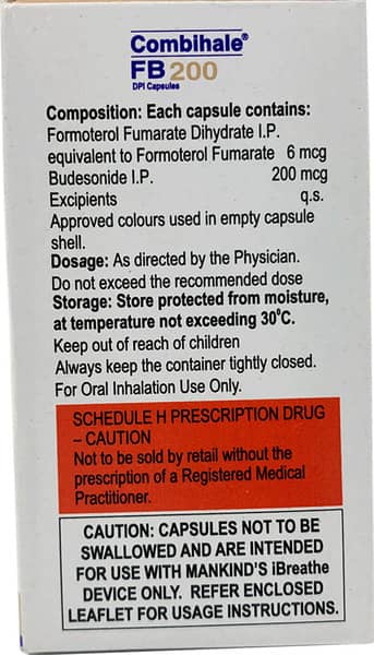 Combihale Fb 200mcg Dpi Bottle Of 30 Inhalation Capsules