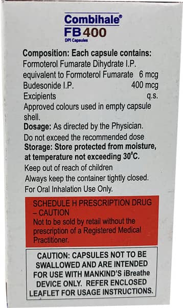 Combihale Fb 400mcg Dpi Bottle Of 30 Inhalation Capsules