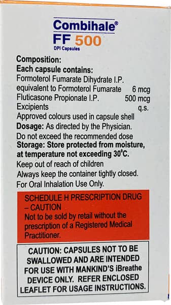 Combihale Ff 500mcg Dpi Bottle Of 30 Inhalation Capsules