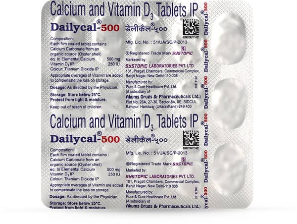 Dailycal 500mg Strip Of 15 Tablets