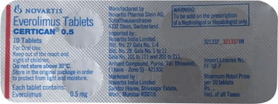 Certican 0.5mg Strip Of 10 Tablets