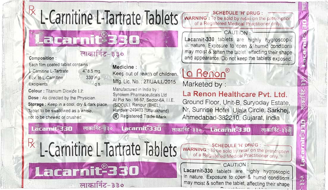 l carnitine 330 mg Lacarnit 330 MG Tablet (10): Uses, Side Effects, Price & Dosage