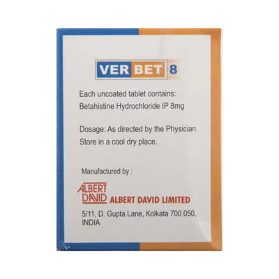 Verbet 8mg Strip Of 10 Tablets