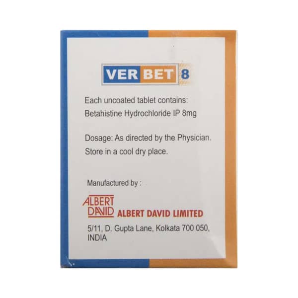 Verbet 8mg Strip Of 10 Tablets