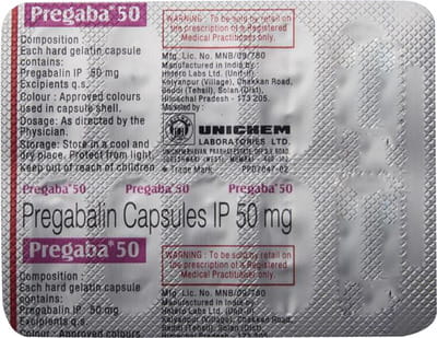 Pregaba 50mg Strip Of 10 Capsules