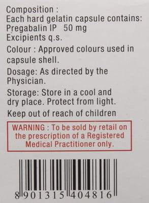 Pregaba 50mg Strip Of 10 Capsules