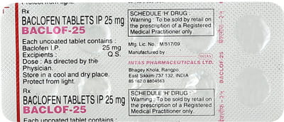 Baclof 25mg Strip Of 10 Tablets