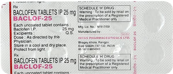 Baclof 25mg Strip Of 10 Tablets