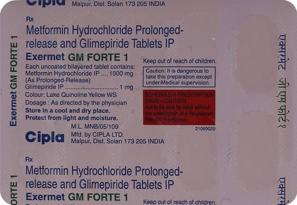 Exermet Gm Forte 1mg Strip Of 10 Tablets