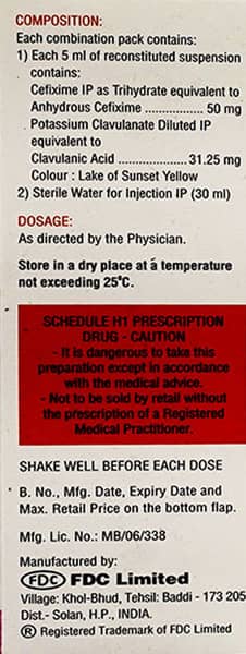 Zifi Cv 50gm Bottle Of 30ml Dry Syrup