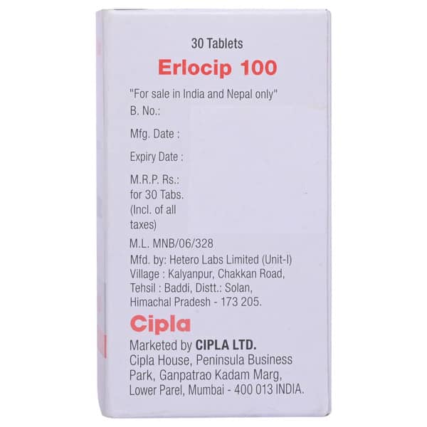 Erlocip 100mg Bottle Of 30 Tablets