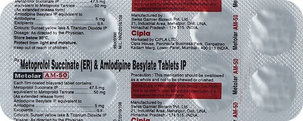 Metolar Am 50Mg Strip Of 10 Tablets