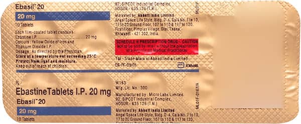 Ebasil 20mg Strip Of 10 Tablets