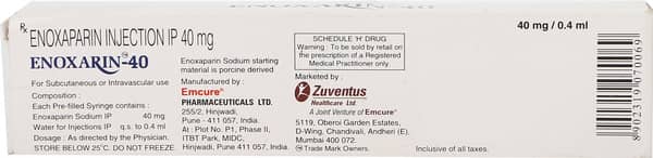 Enoxarin 40mg Pre-Filled Syringe Of 0.4ml Injection