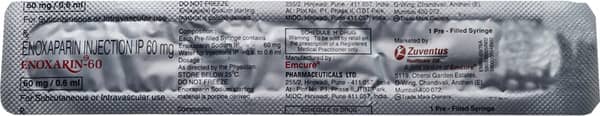 Enoxarin 60mg Pre Filled Syringe Of 0.6ml Injection