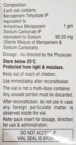 Merotec 1gm Dry Vial Of 1 Powder For Injection
