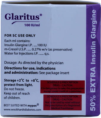 New Glaritus 100iu Cartridge Of 3ml Injection (Pack Of 3)