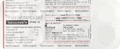 Telmichek H 40mg Strip Of 10 Tablets