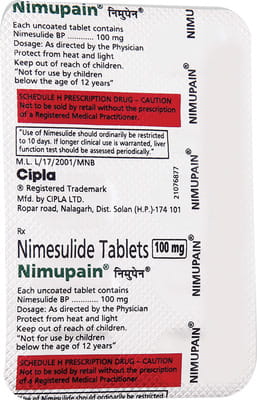 Nimupain 100mg Strip Of 10 Tablets