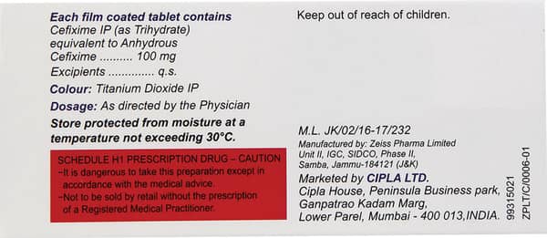 Cefix 100 Tablet
