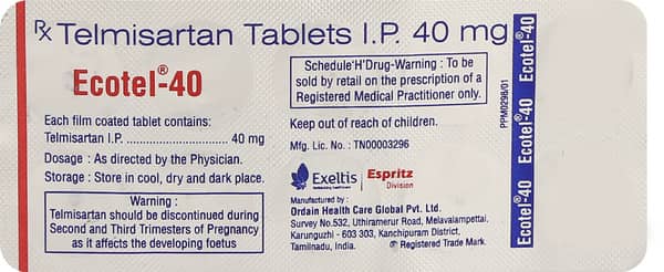 Ecotel 40mg Strip Of 10 Tablets