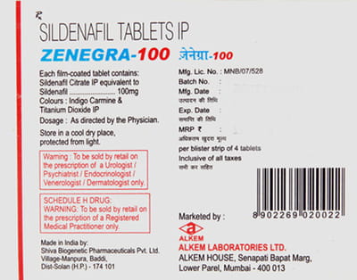 Zenegra 100mg Strip Of 4 Tablets