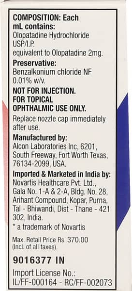 Pataday Bottle Of 2.5ml Eye Drops