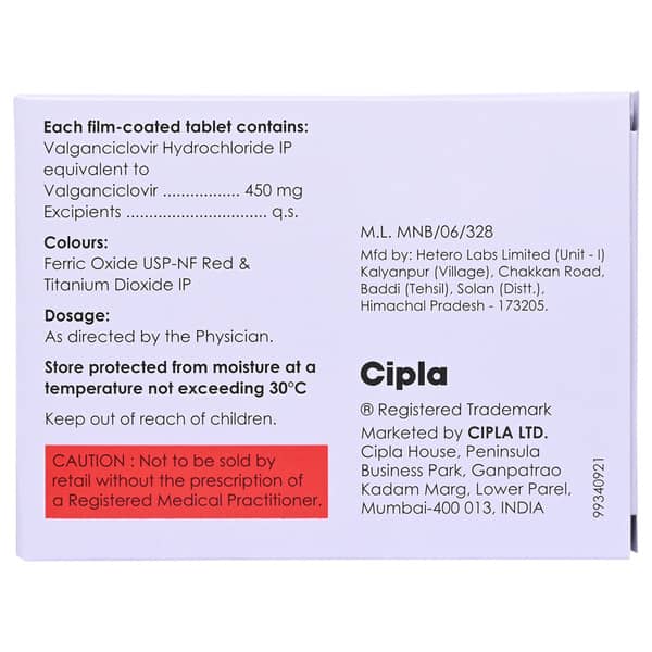 Valgan 450mg Strip Of 4 Tablets