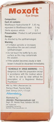 Moxoft Bottle Of 5ml Eye Drops