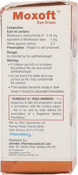 Moxoft Bottle Of 5ml Eye Drops