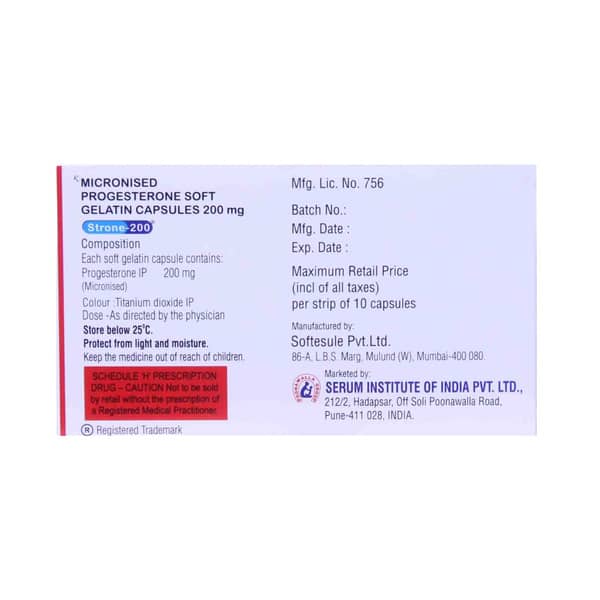 स्ट्रोन 200एमजी की स्ट्रिप 10 कैप्सूल्स