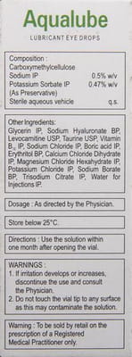 Aqualube Bottle Of 10ml Eye Drops