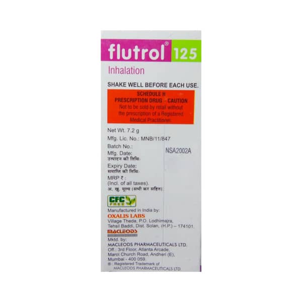 Flutrol 125mcg Box Of 120md Metered Dose Inhaler