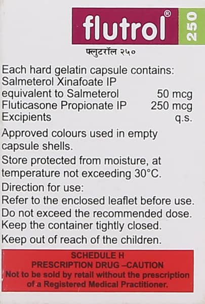 Flutrol 250mcg Bottle Of 30 Inhalation Capsule