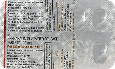 Pregabid Od 100mg Strip Of 10 Tablets