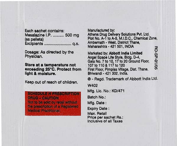 Rowasa 500mg Sachet Of 926mg Pellets