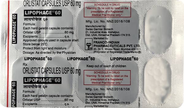 Lipophage 60mg Strip Of 10 Capsules