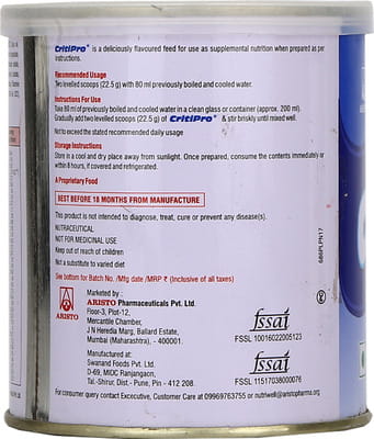 Critipro Vanilla Flavour Tin Of 200gm Oral Powder