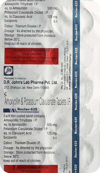 Roclav 625mg Strip Of 10 Tablets