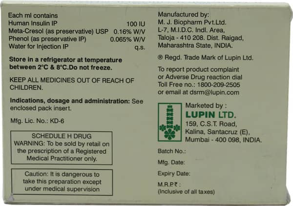 Lupisulin N 100iu Cartridge Of 3ml Injection