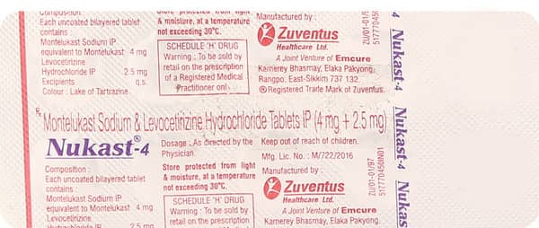 Nukast 4mg Strip Of 10 Tablets