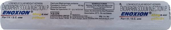 Enoxion 40mg Pre Filled Syringe Of 0.4ml Injection