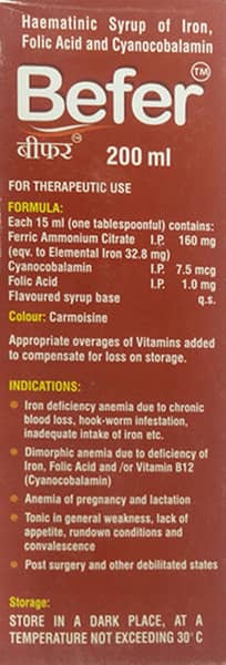 Befer Bottle Of 200ml Syrup