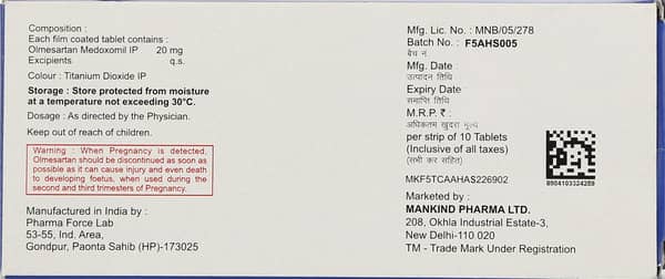 Olmetime 20mg Strip Of 10 Tablets