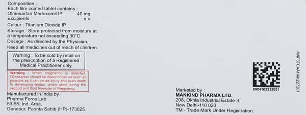 Olmetime 40mg Strip Of 10 Tablets