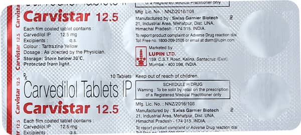 Carvistar 12.5Mg Strip Of 10 Tablets
