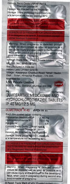 Olmetrack H 40Mg Strip Of 10 Tablets