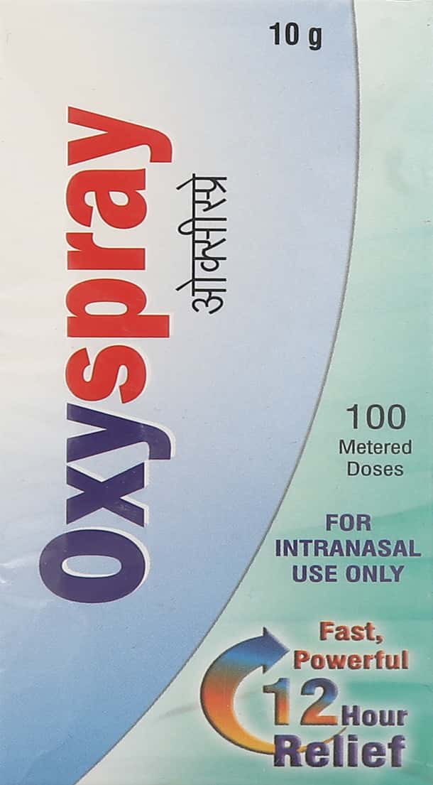 oxyspray bottle of 10gm nasal spray