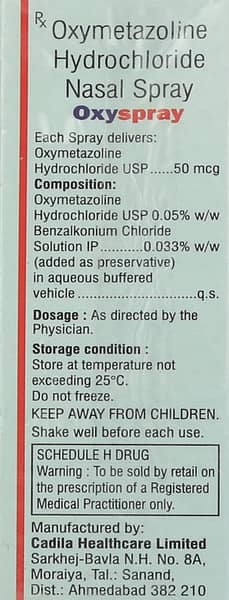 ओक्सीस्प्रे की बोतल 10ग्राम नेज़ल स्प्रे